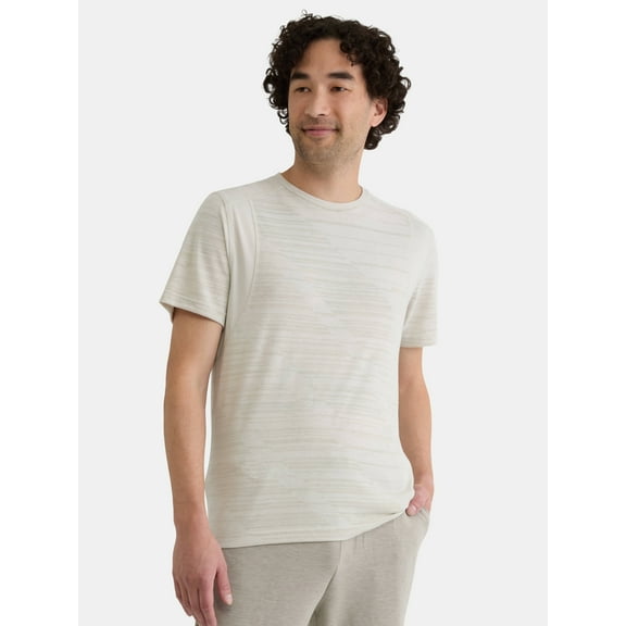 Athletic Works Men's and Big Men's Jacquard Short Sleeve Workout Shirt, Sizes S-3XL