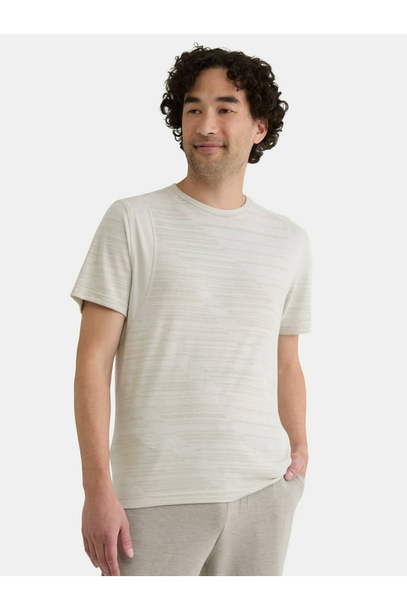 Men's and Big Men's Jacquard Short Sleeve Workout Shirt, Sizes S-3XL