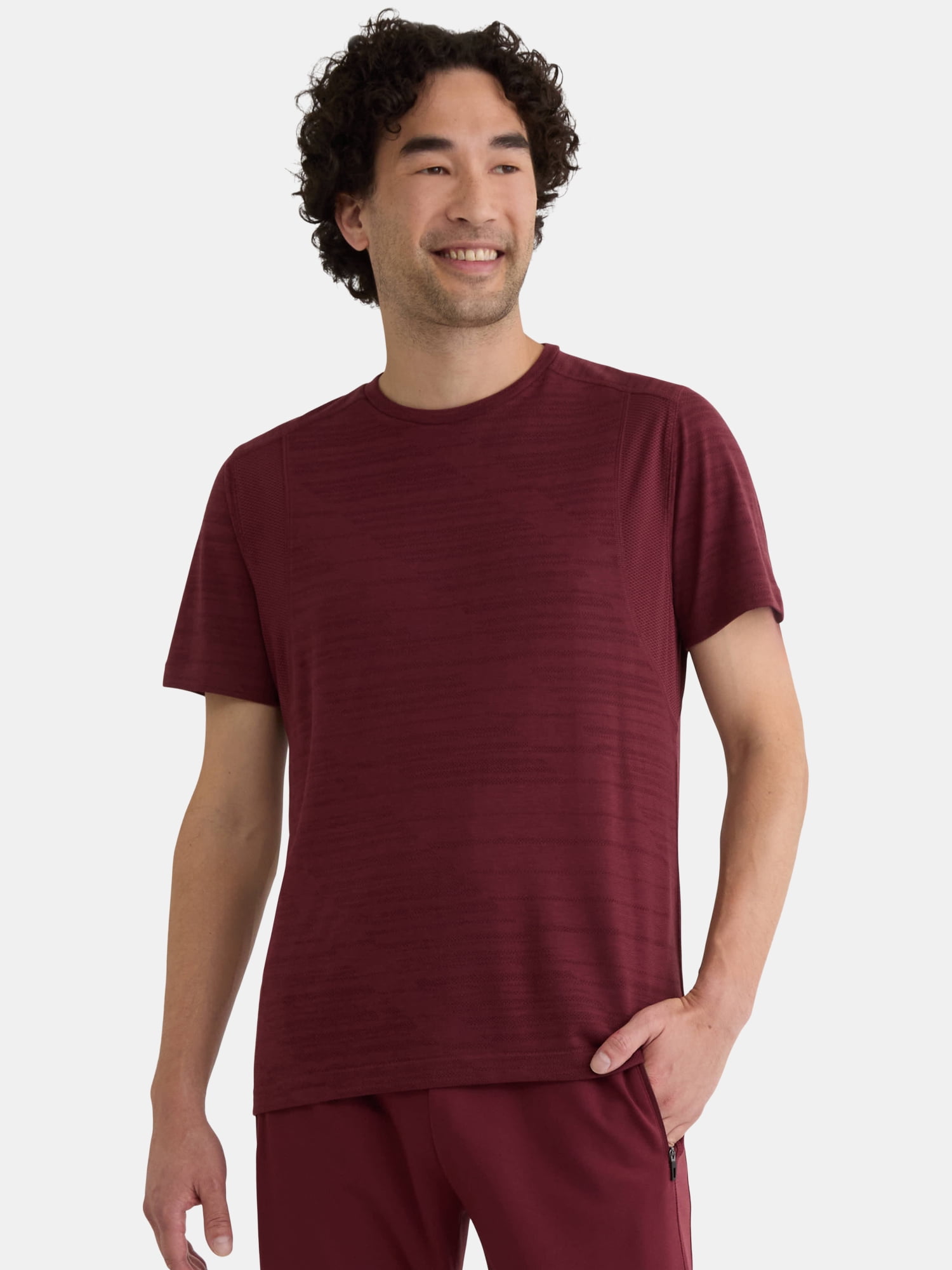 Athletic Works Men's and Big Men's Jacquard Short Sleeve Workout Shirt, Sizes S-3XL