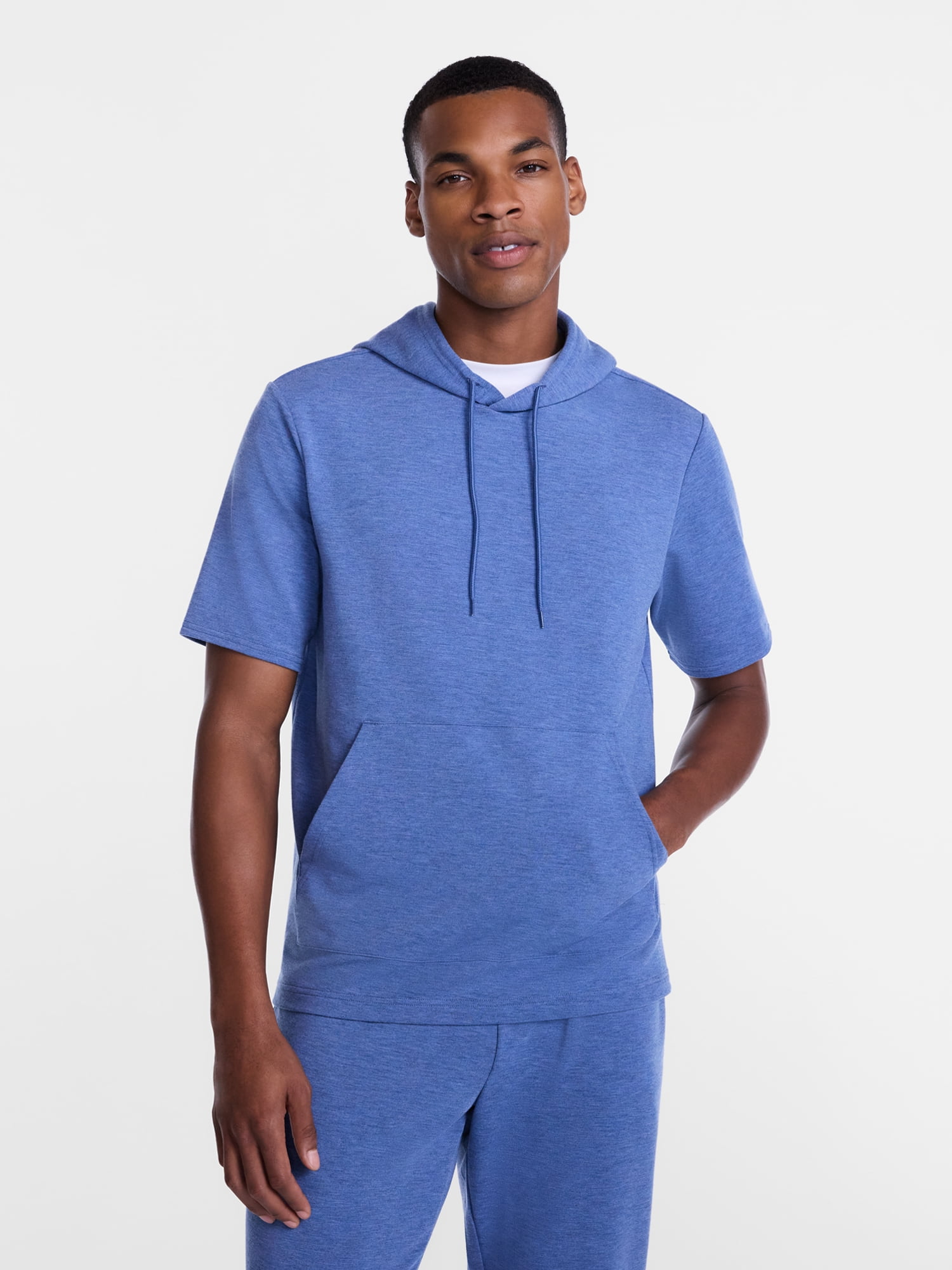 Athletic Works Men's and Big Men's Performance Coach Style Short Sleeve Hoodie Sweatshirt, Sizes XS-5XL