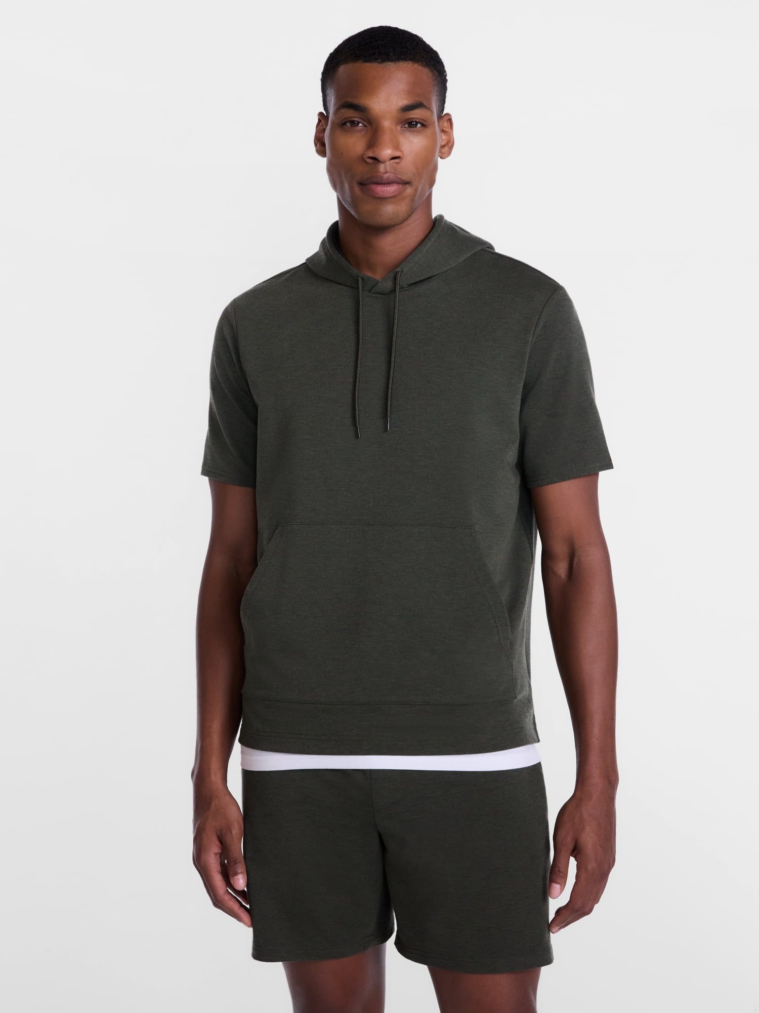 Athletic Works Men's and Big Men's Performance Coach Style Short Sleeve Hoodie Sweatshirt, Sizes XS-5XL