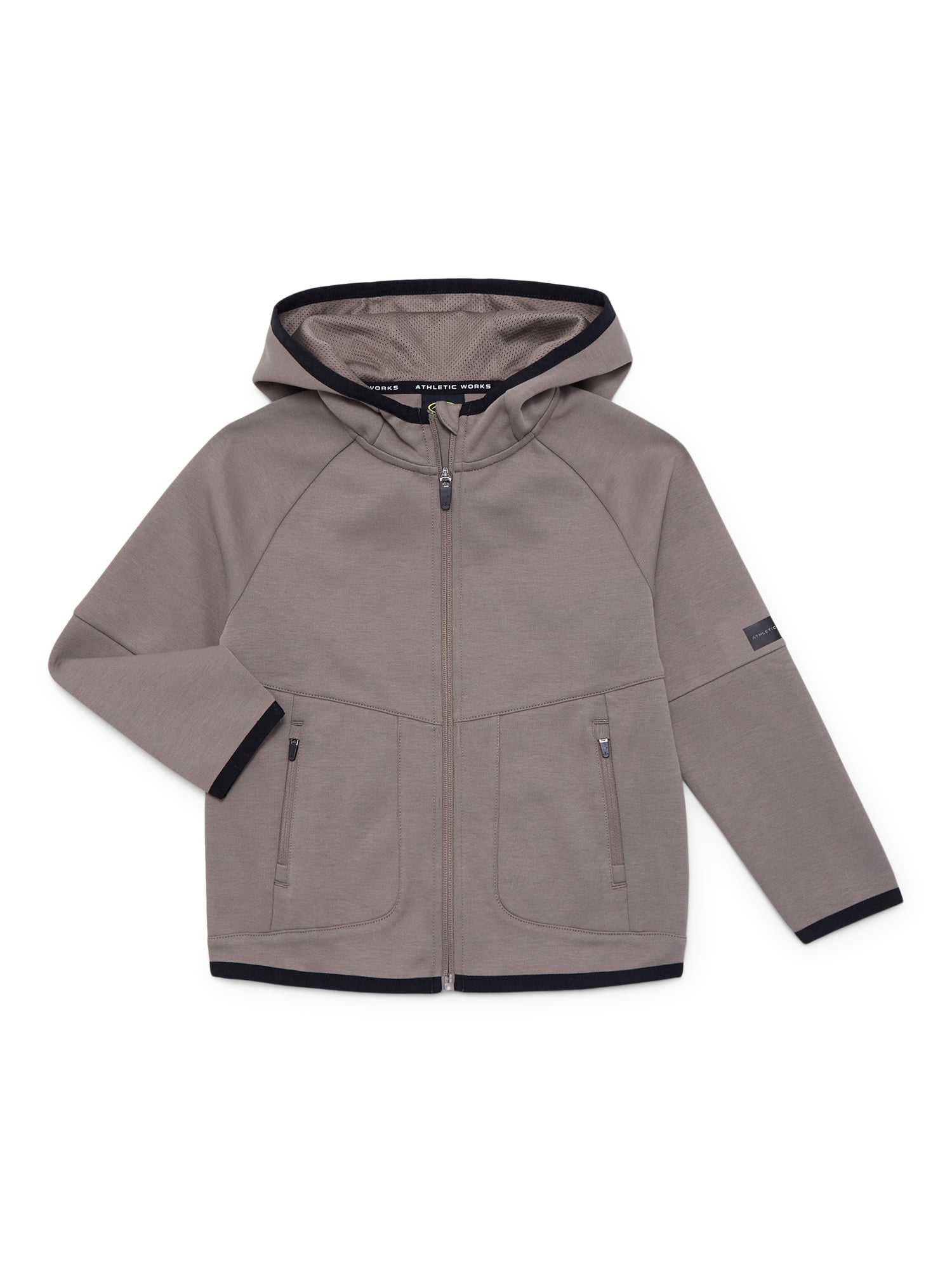 Athletic Works Boys Double Knit Zip Hoodie, Midweight, Sizes 4-18 & Husky