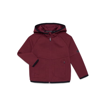 Athletic Works Boys Double Knit Zip Hoodie, Midweight, Sizes 4-18 & Husky