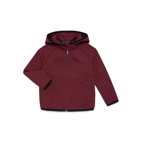 Athletic Works Boys Double Knit Zip Hoodie, Midweight, Sizes 4-18 & Husky