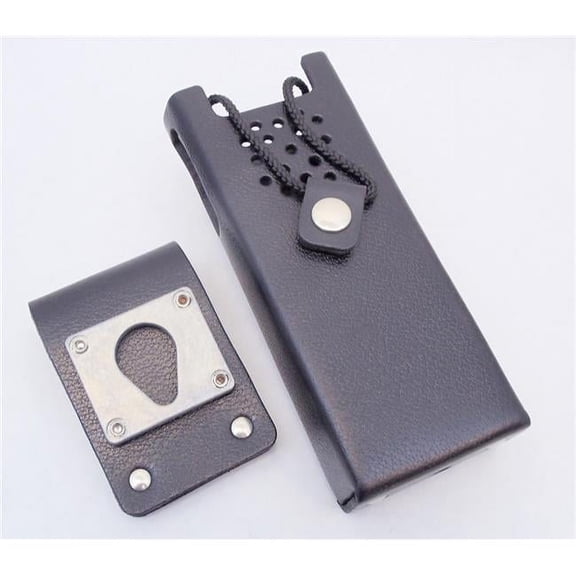 AW LCS Heavy Duty Leather Case with Snap On & Off Quick Release Teardrop on Back - Black