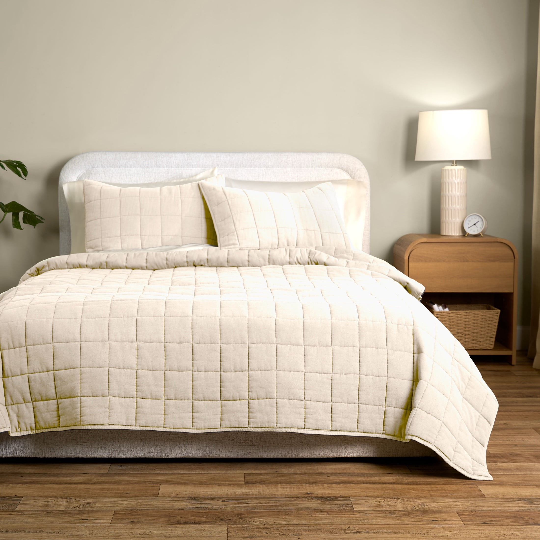 Allswell Linen Blend 3-Piece Quilt Set, Vanilla Dream, Full/Queen