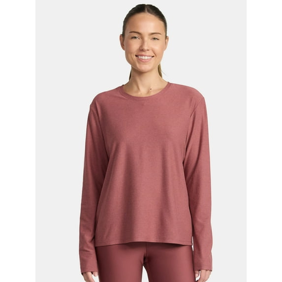 Athletic Works Women's and Women's ButterCore Tee with Long Sleeves, Sizes XS-4X