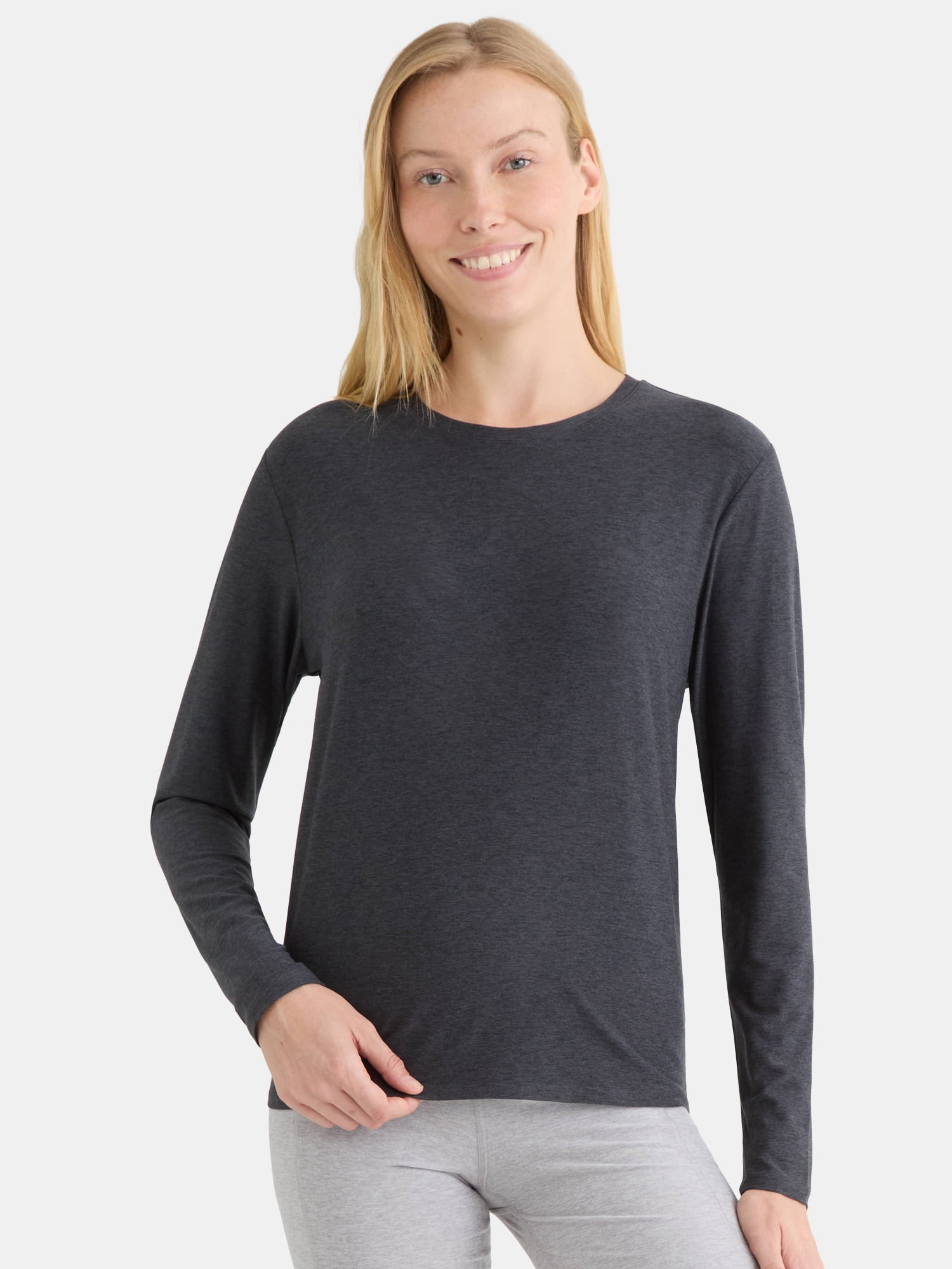 Athletic Works Women's and Women's ButterCore Tee with Long Sleeves, Sizes XS-4X