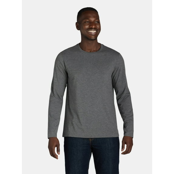Athletic Works Men's and Big & Tall Men's Tri Blend Long Sleeve Tee Shirt, Sizes XS-5XL