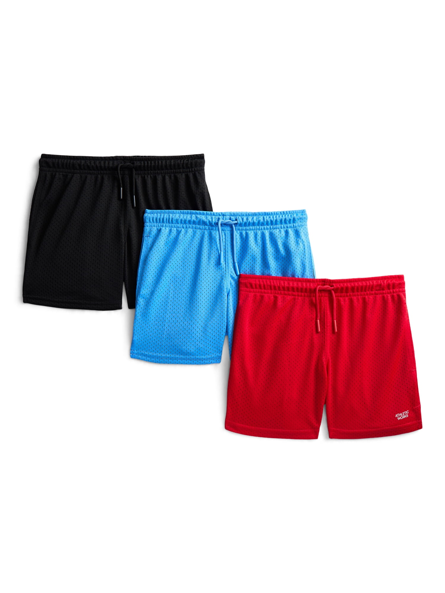 Athletic Works Boys Mesh Shorts, 3-Pack, Sizes 4-18 & Husky