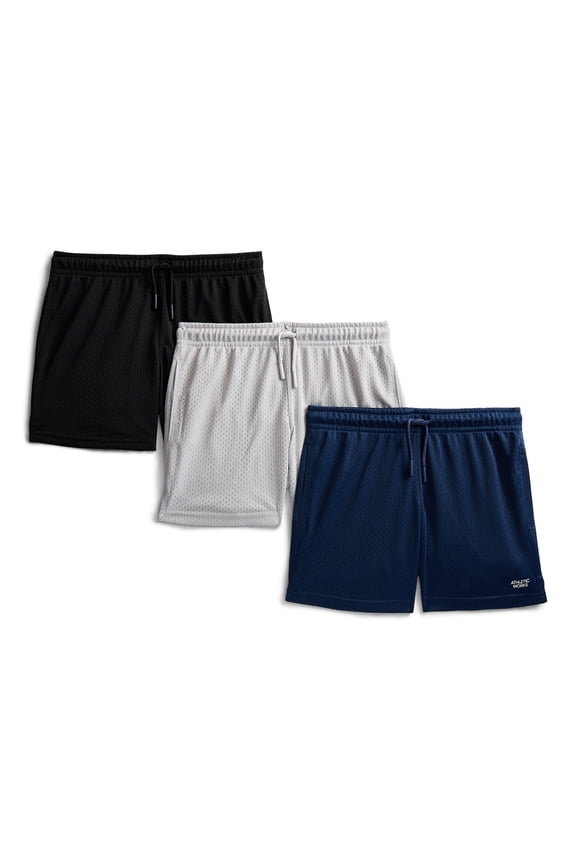 Boys Mesh Shorts, 3-Pack, Sizes 4-18 & Husky