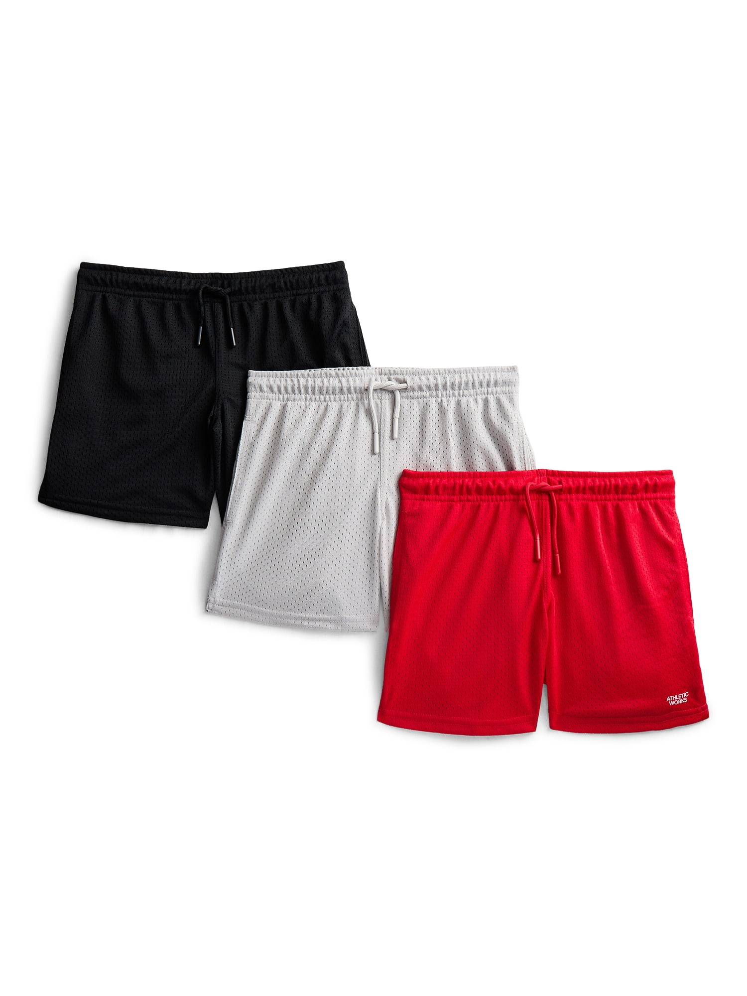 Athletic Works Boys Mesh Shorts, 3-Pack, Sizes 4-18 & Husky