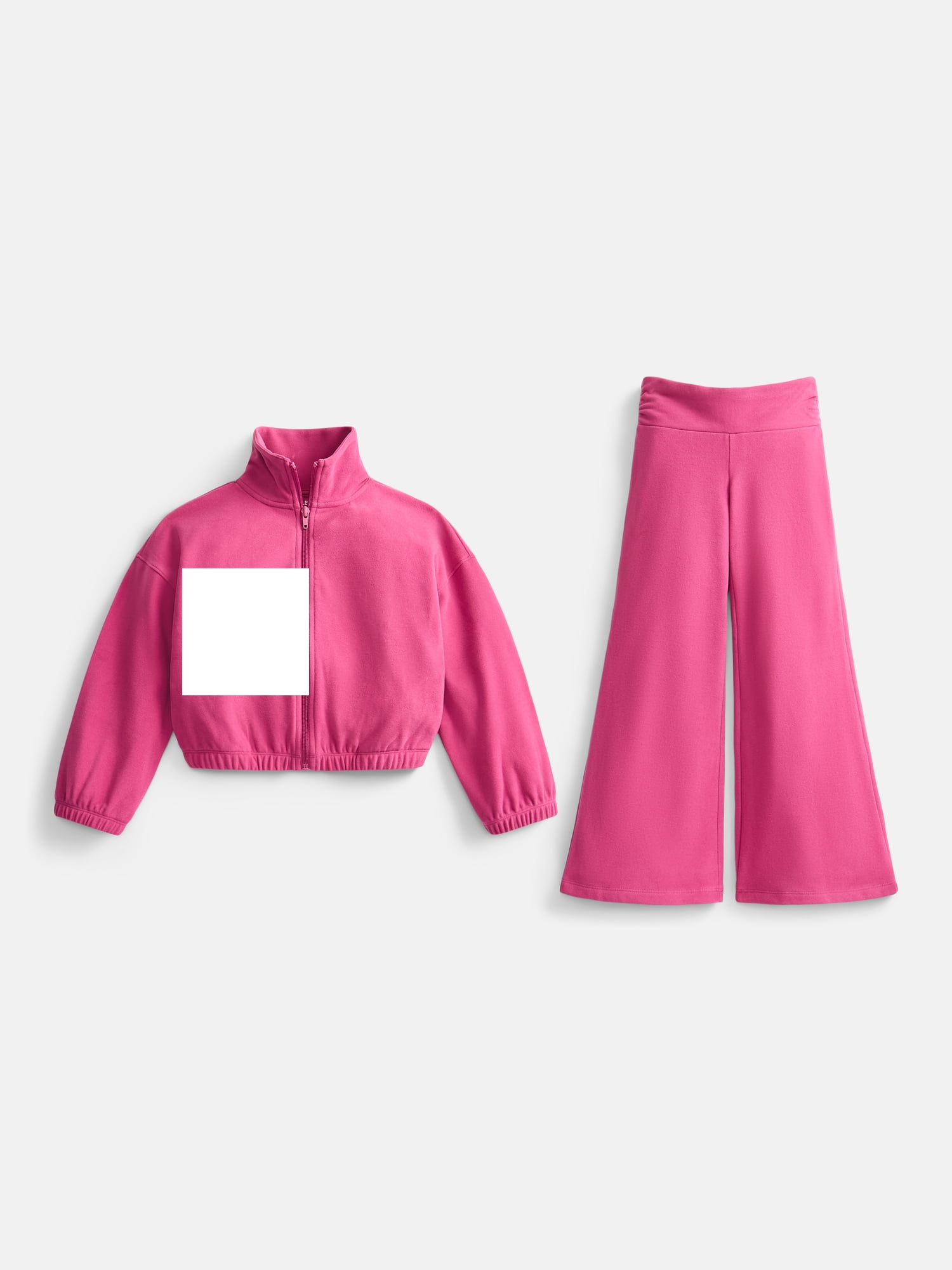 Athletic Works Girl's Active Microfleece Jacket and Wide Leg Pants Set, Sizes 4-18