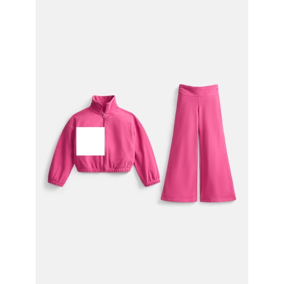 Athletic Works Girl's Active Microfleece Jacket and Wide Leg Pants Set, Sizes 4-18