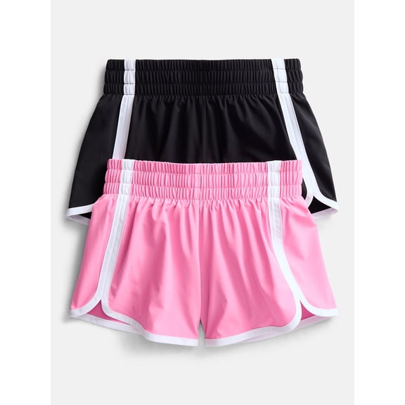 Athletic Works Girls Active Dolphin Shorts, 2-Pack, Sizes 4-18
