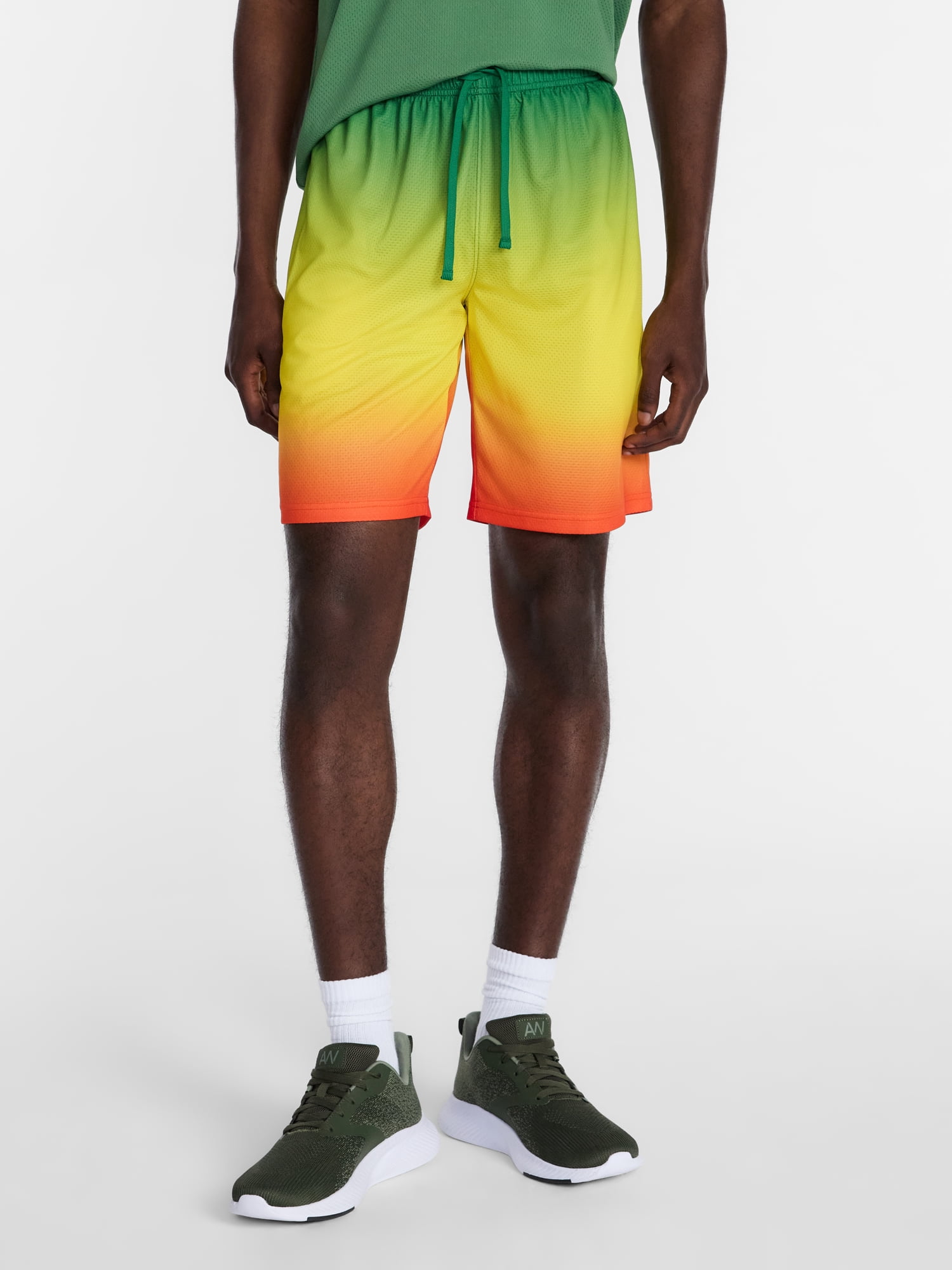 Athletic Works Men's and Big Men's Ombre Mesh Shorts, 7" Inseam, Sizes XS-5XL