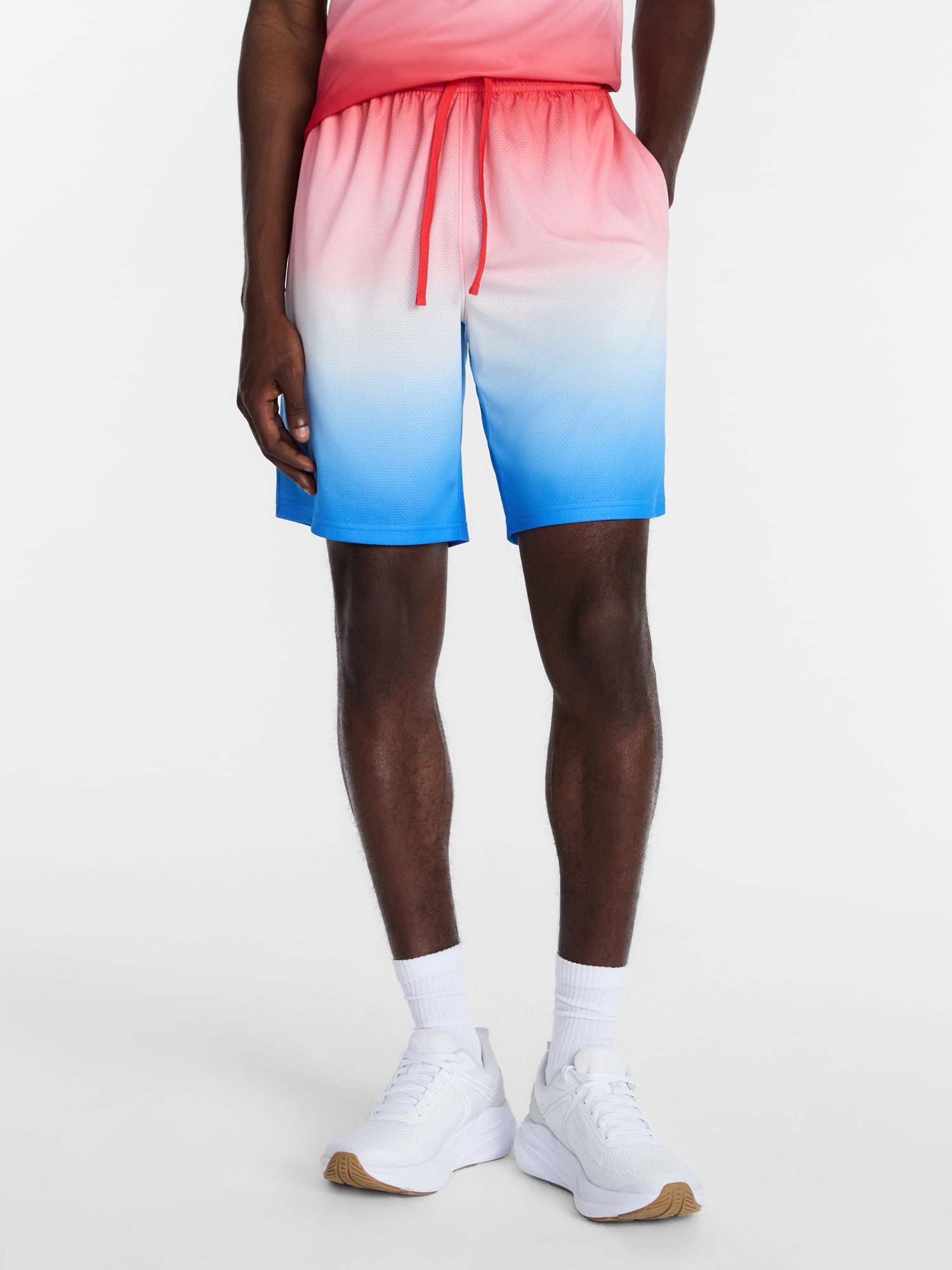 Athletic Works Men's and Big Men's Ombre America 250 Mesh Shorts, 7" Inseam, Sizes XS-5XL