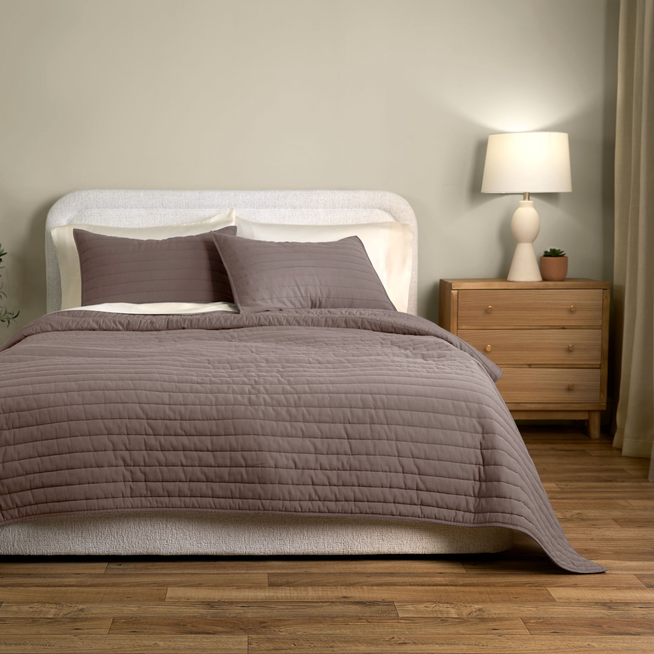 Allswell Organic Cotton 3-Piece Quilt Set, Taupe Fog, Full/Queen