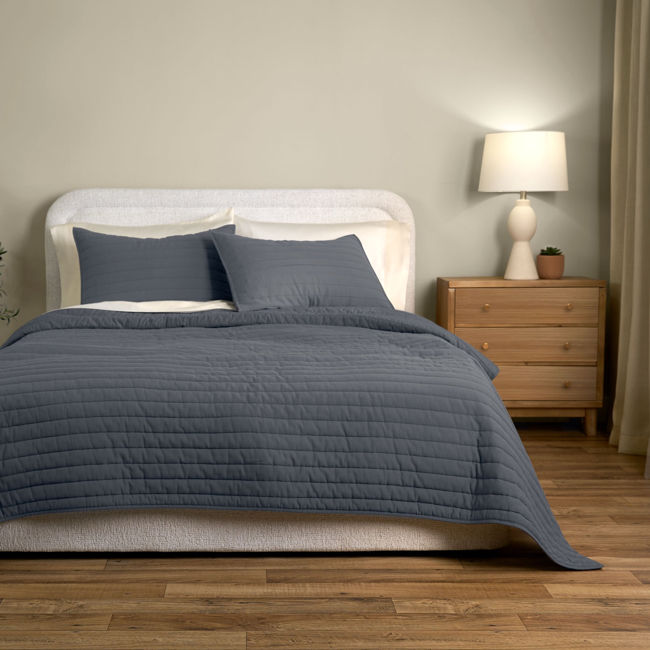 Allswell Organic Cotton 3-Piece Quilt Set, Gray Shark, Full/Queen