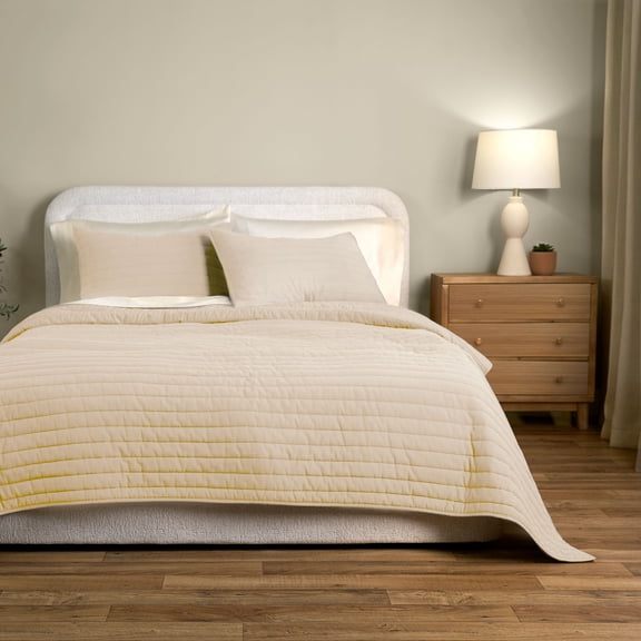 Allswell 100% Organic Cotton 3-Piece Quilt Set, Vanilla Dream, Full/Queen