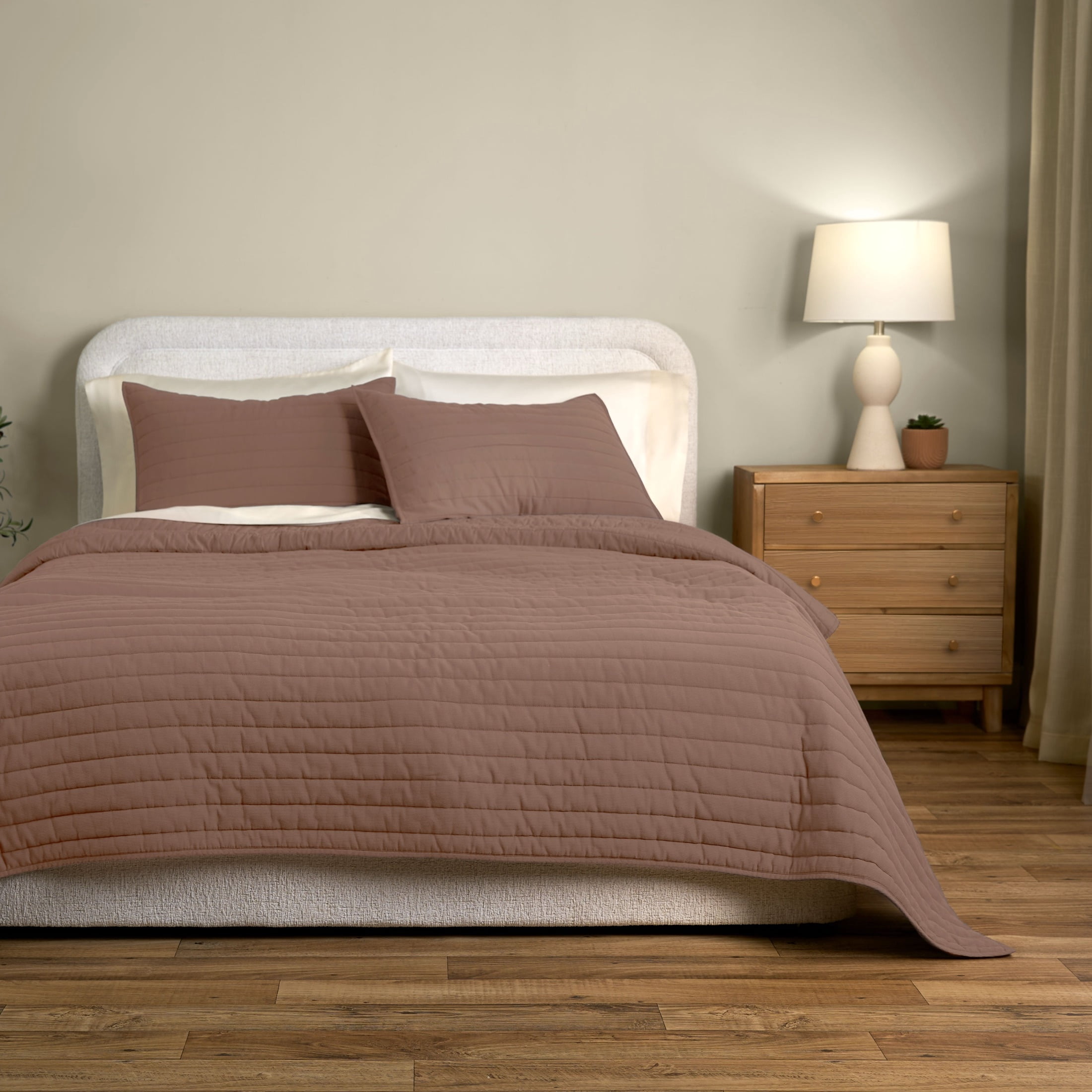 Allswell Organic Cotton 3-Piece Quilt Set, Savannah Taupe Brown, King/California King