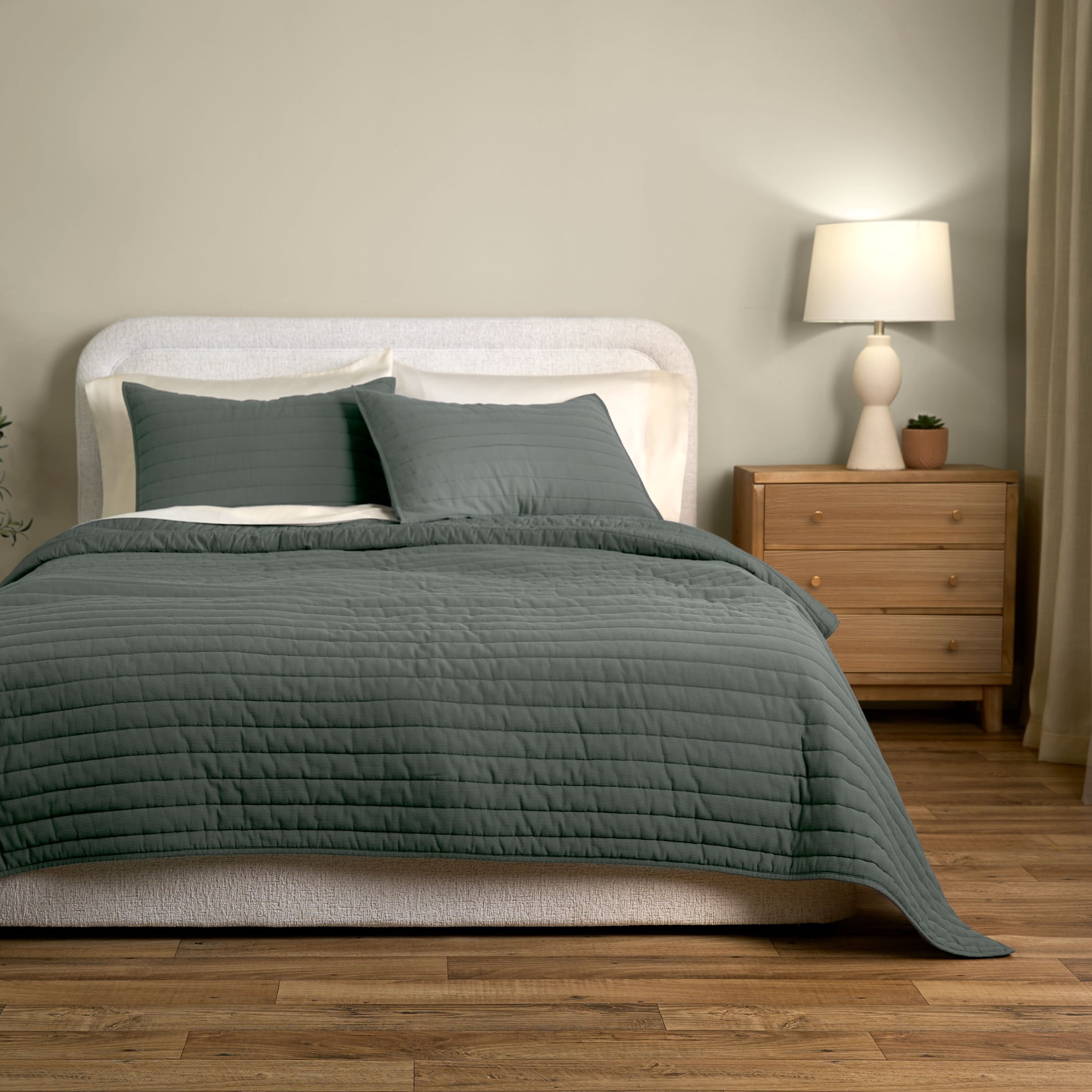 Allswell Organic Cotton 3-Piece Quilt Set, Flagstone Green, King/California King