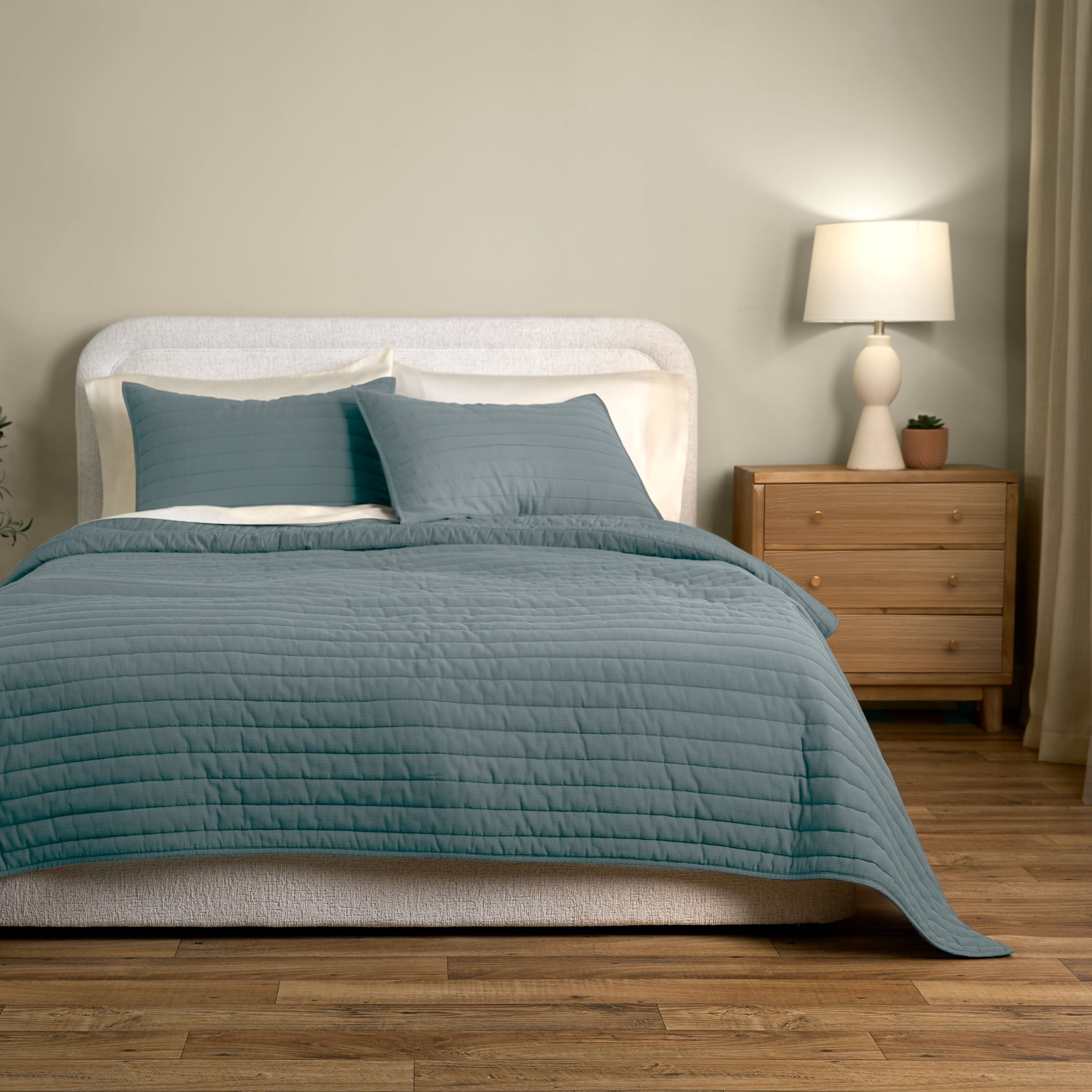 Allswell Organic Cotton 3-Piece Quilt Set, Slate Blue, King/California King