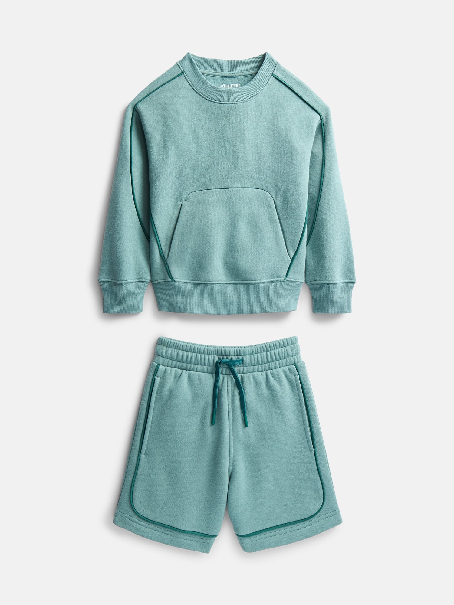 Athletic Works Boys Fleece Sweatshirt and Sweatshorts Set, 2 Piece, Sizes 4-18 & Husky