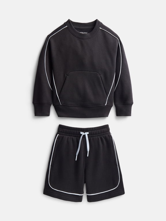 Boys Fleece Crew Sweatshirt and Sweatshorts, 2-Piece Set, Sizes 4-18 & Husky
