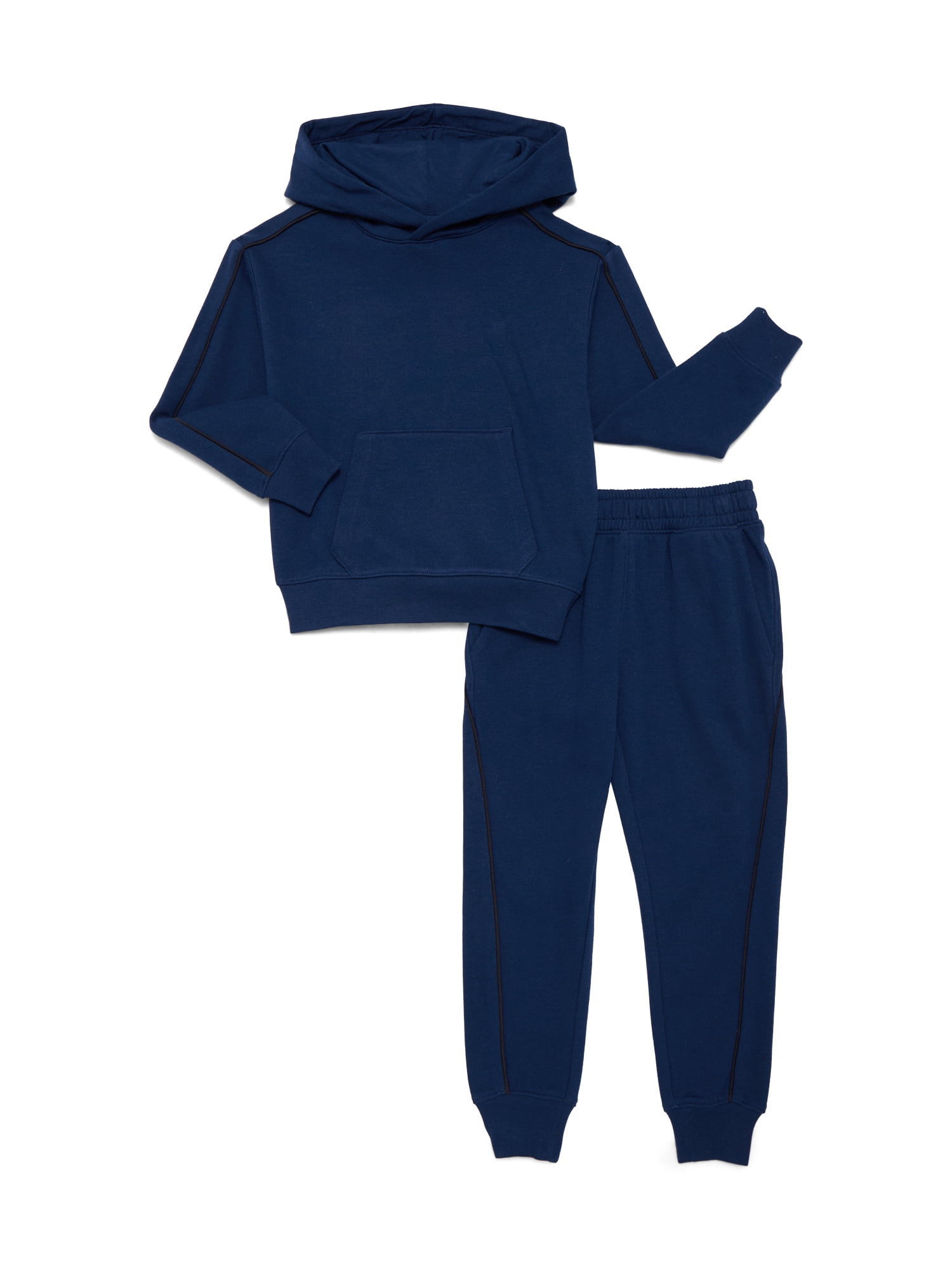 Athletic Works Little and Big Boys Piped Fleece Hoodie and Sweatpants Set, 2-Piece, Sizes 4-18 & Husky