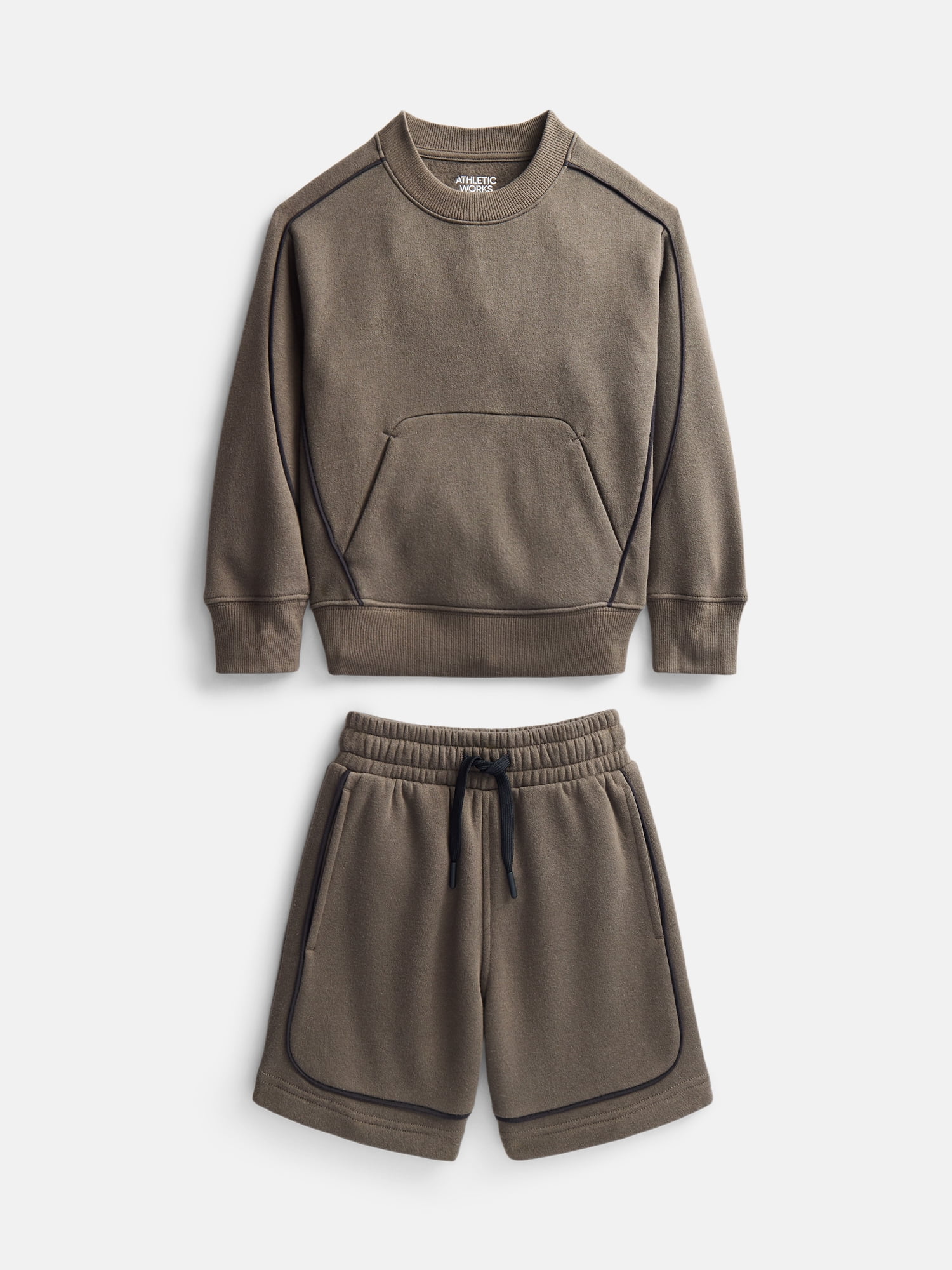 Athletic Works Boys Fleece Sweatshirt and Sweatshorts Set, 2 Piece, Sizes 4-18 & Husky