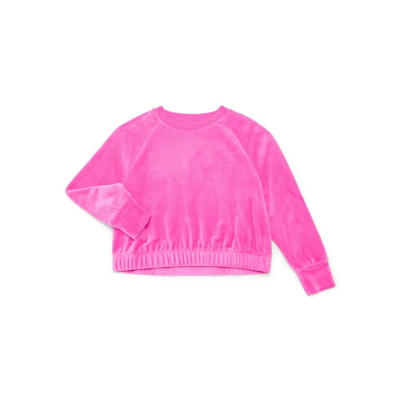 Athletic Works Girls Plush Velour Sweatshirt, Sizes 4-18