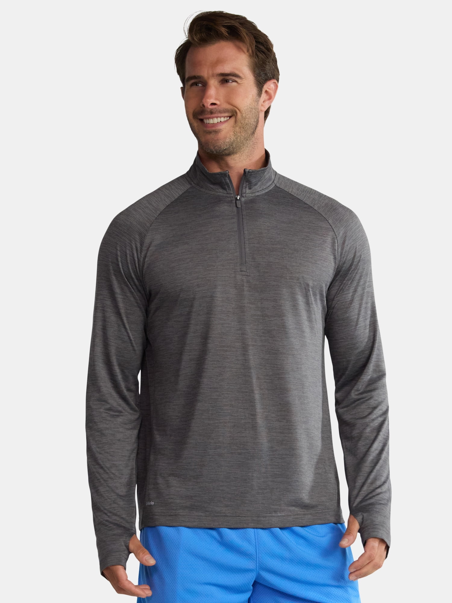 Athletic Works Men's & Big Men's Space Dye Jersey Quarter Zip Long Sleeve Shirt, Sizes S-3XL