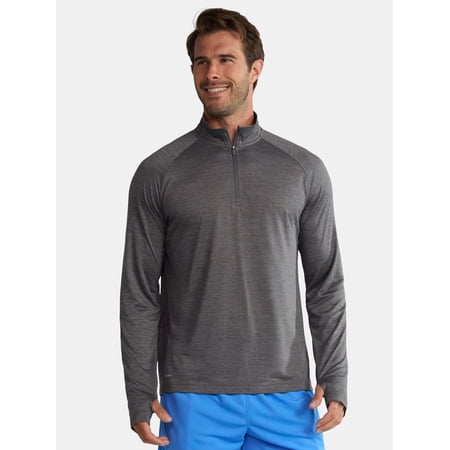 Athletic Works Men's & Big Men's Space Dye Jersey Quarter Zip Long Sleeve Shirt, Sizes S-3XL