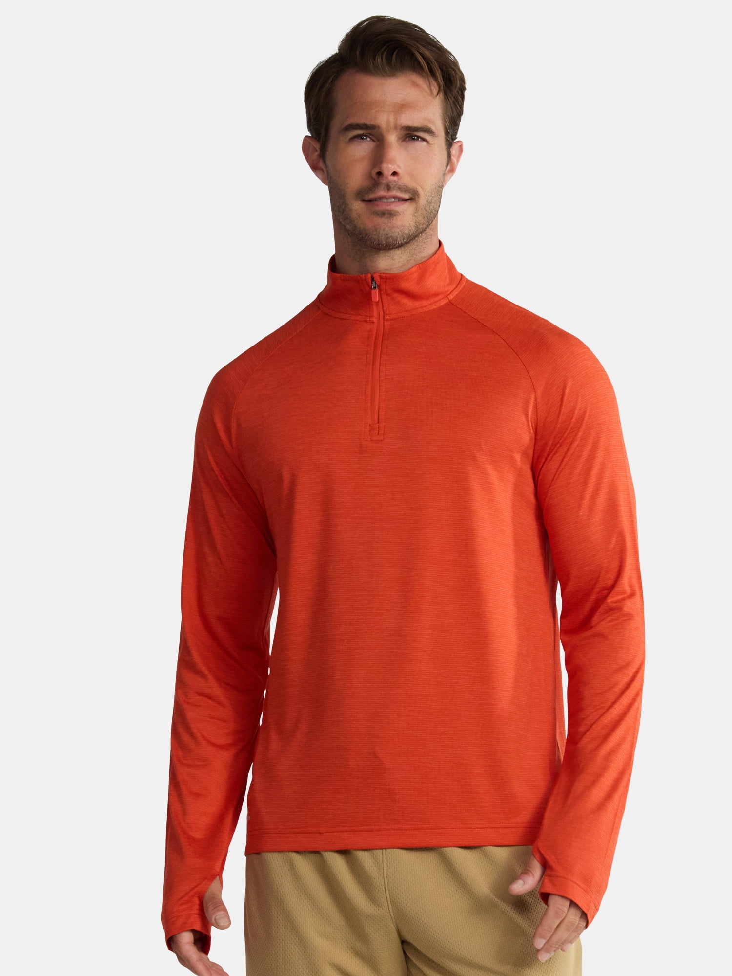 Athletic Works Men's & Big Men's Space Dye Jersey Quarter Zip Long Sleeve Shirt, Sizes S-3XL