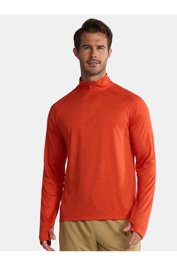 Men's & Big Men's Space Dye Jersey Quarter Zip Long Sleeve Shirt, Sizes S-3XL