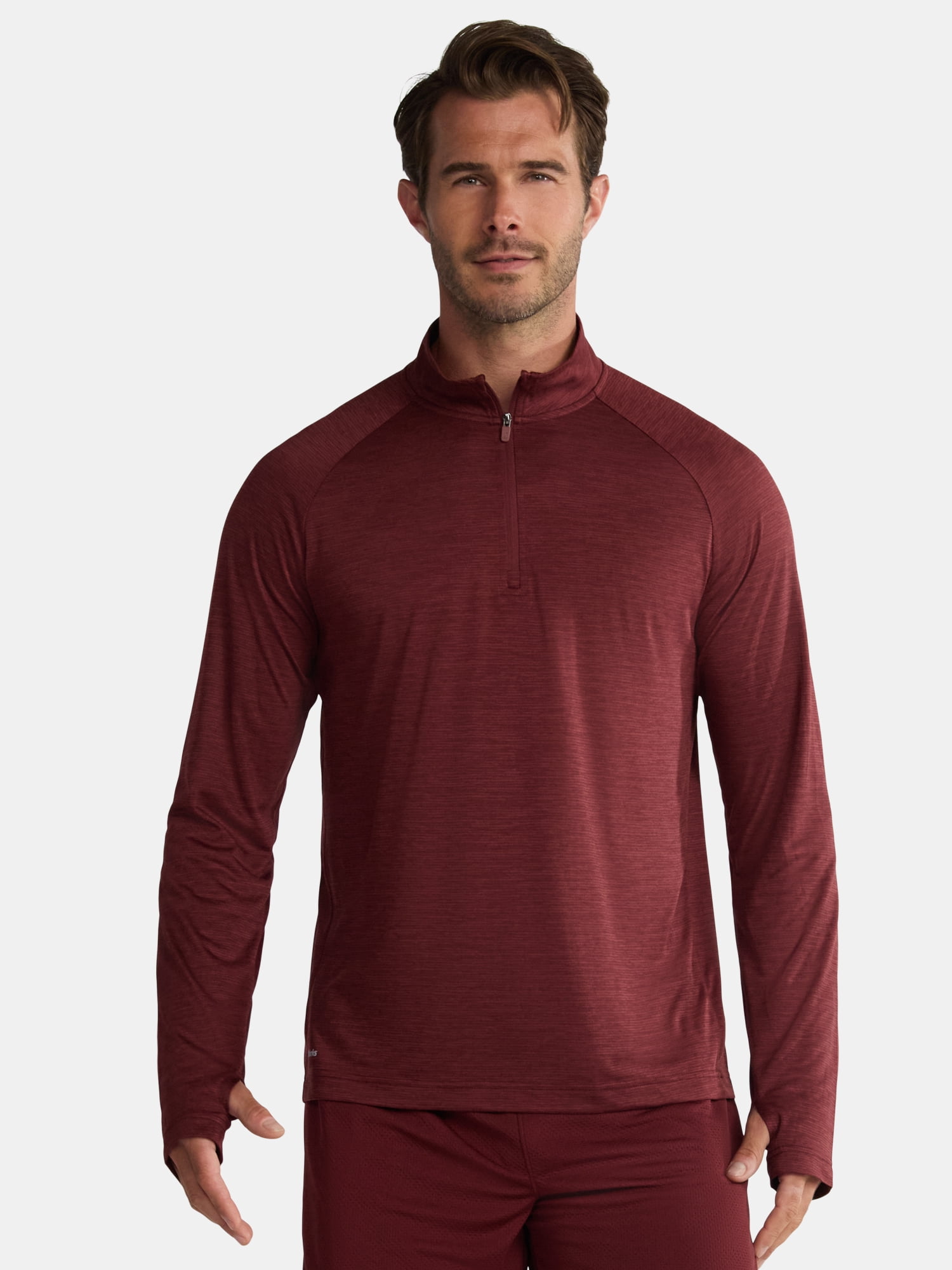 Athletic Works Men's & Big Men's Space Dye Jersey Quarter Zip Long Sleeve Shirt, Sizes S-3XL