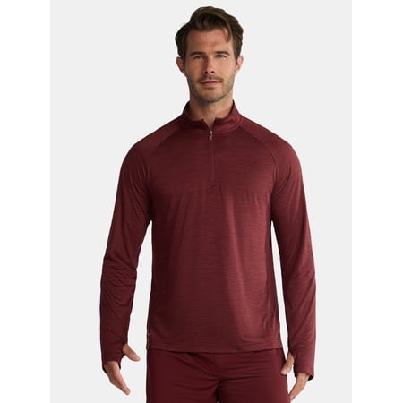 Athletic Works Men's & Big Men's Space Dye Jersey Quarter Zip Long Sleeve Shirt, Sizes S-3XL