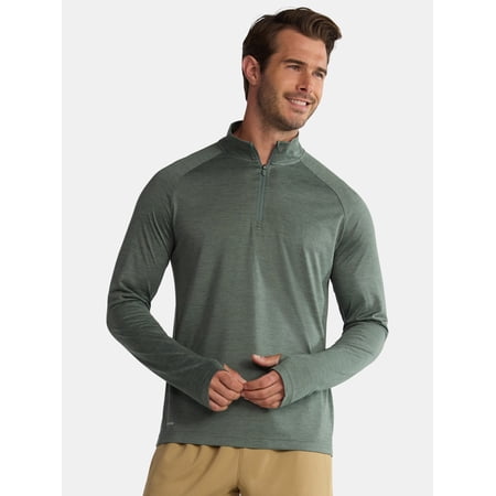 Athletic Works Men's & Big Men's Space Dye Jersey Quarter Zip Long Sleeve Shirt, Sizes S-3XL
