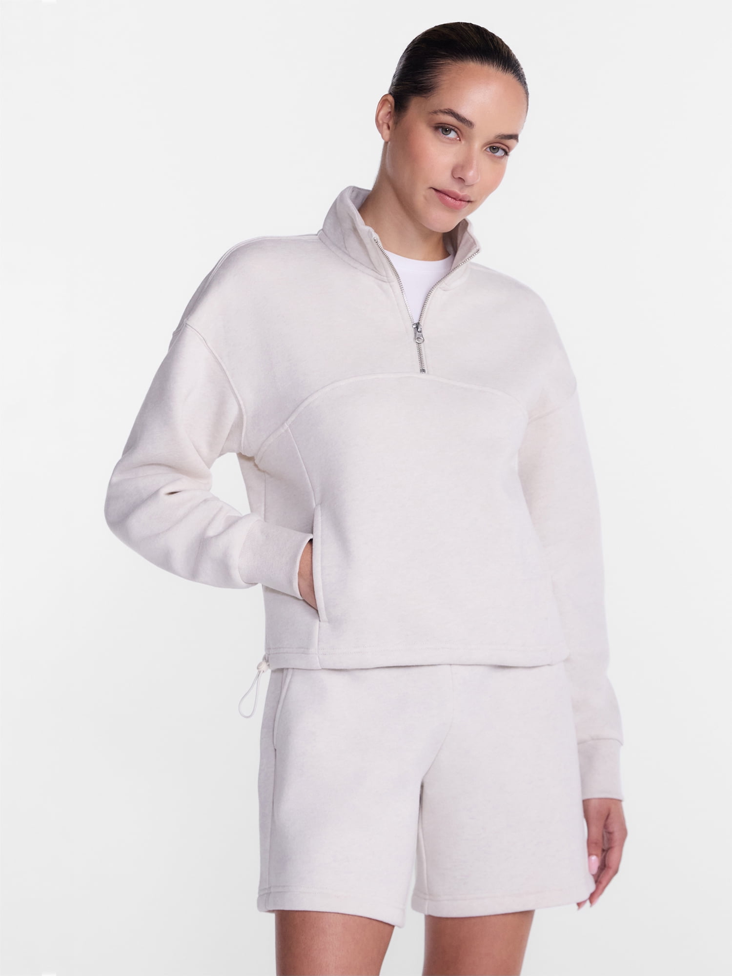 Athletic Works Women's Quarter Zip Fleece Sweatshirt, Sizes XS-XXXL