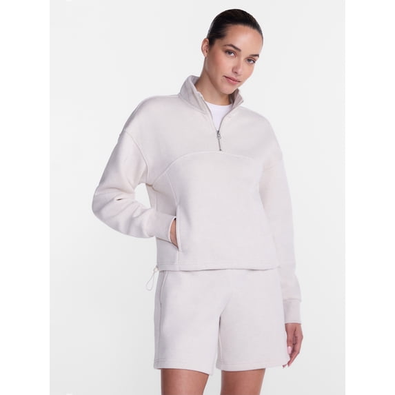 Athletic Works Women's Quarter Zip Fleece Sweatshirt, Sizes XS-XXXL