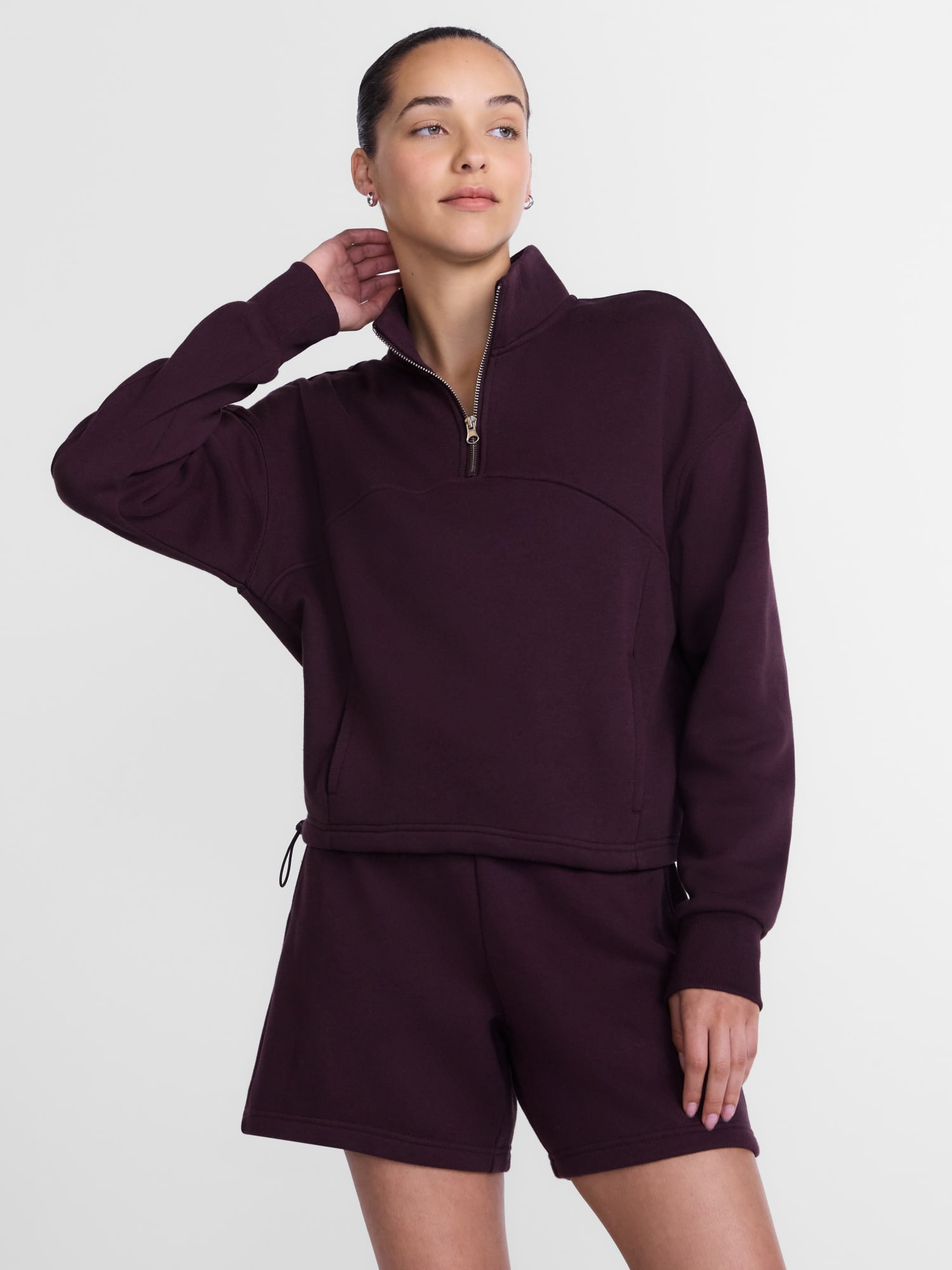 Athletic Works Women's Quarter Zip Fleece Sweatshirt, Sizes XS-XXXL