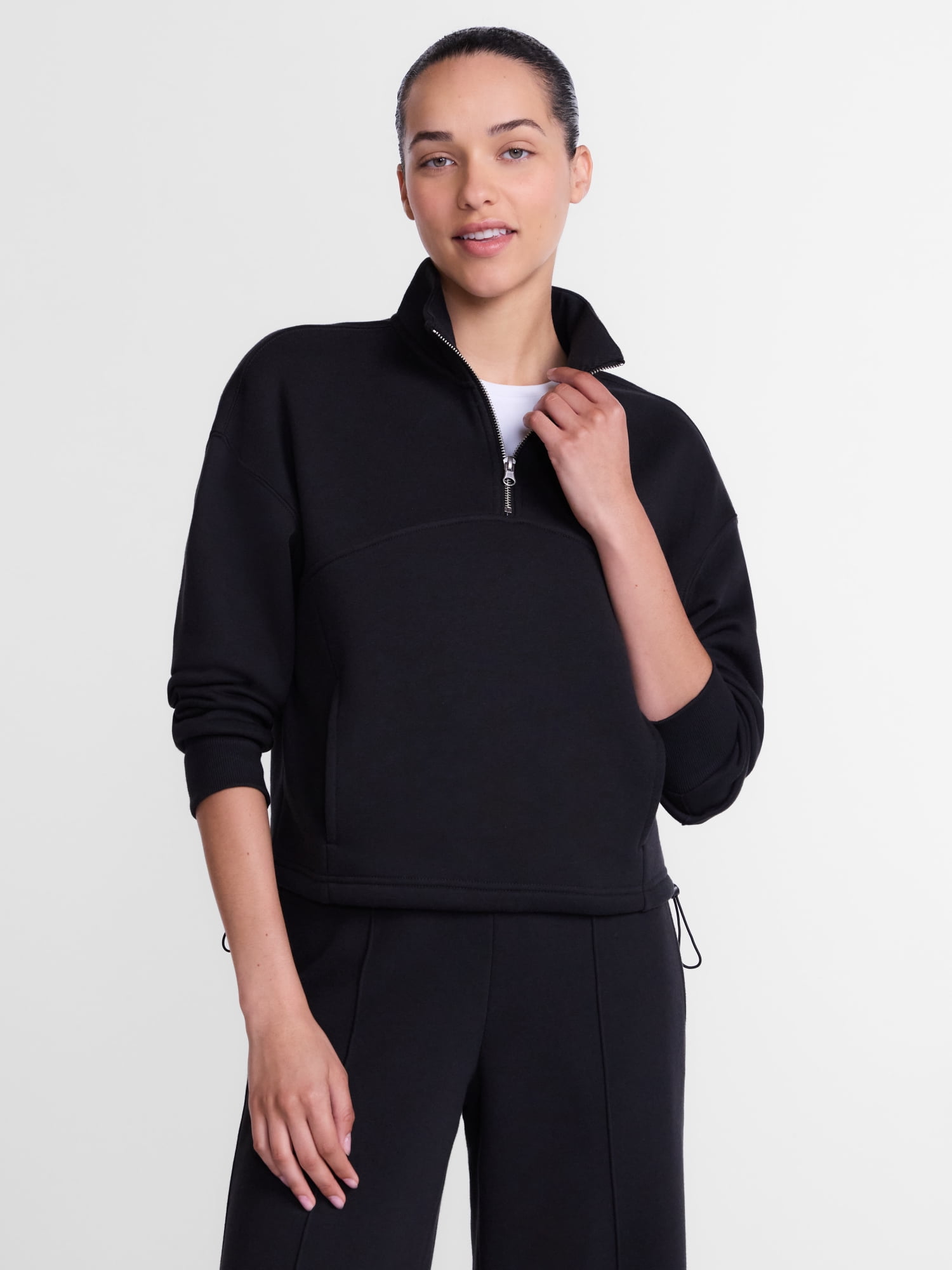 Athletic Works Women's Quarter Zip Fleece Sweatshirt, Sizes XS-XXXL