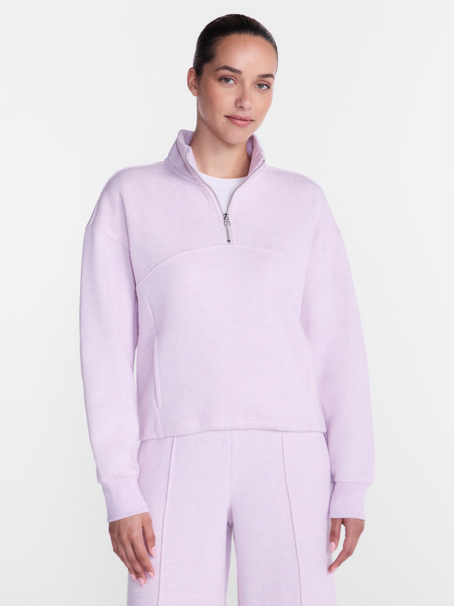 Athletic Works Women's Quarter Zip Fleece Sweatshirt, Sizes XS-XXXL