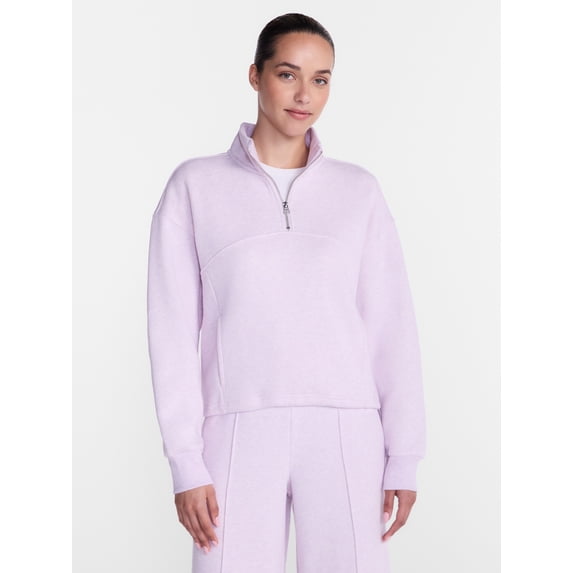 Athletic Works Women's Quarter Zip Fleece Sweatshirt, Sizes XS-XXXL