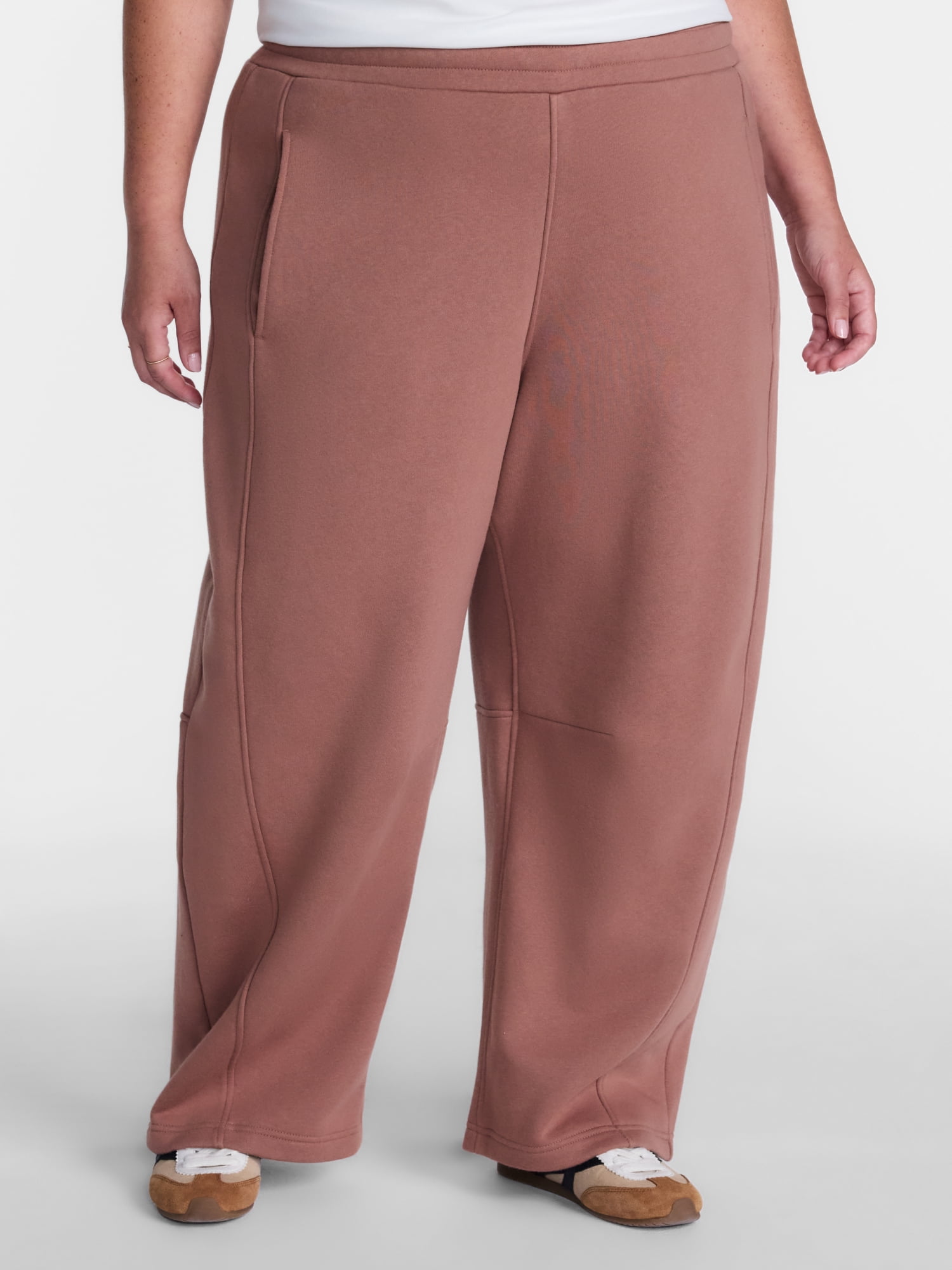 Athletic Works Women's and Women's Plus Barrel Leg Fleece Pants, 28.5" Inseam, Sizes XS-4X