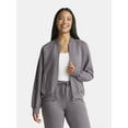 thumbnail image 1 of Athletic Works Women's Zip Front Fleece Bomber Jacket, Sizes XS-XXXL, 1 of 5