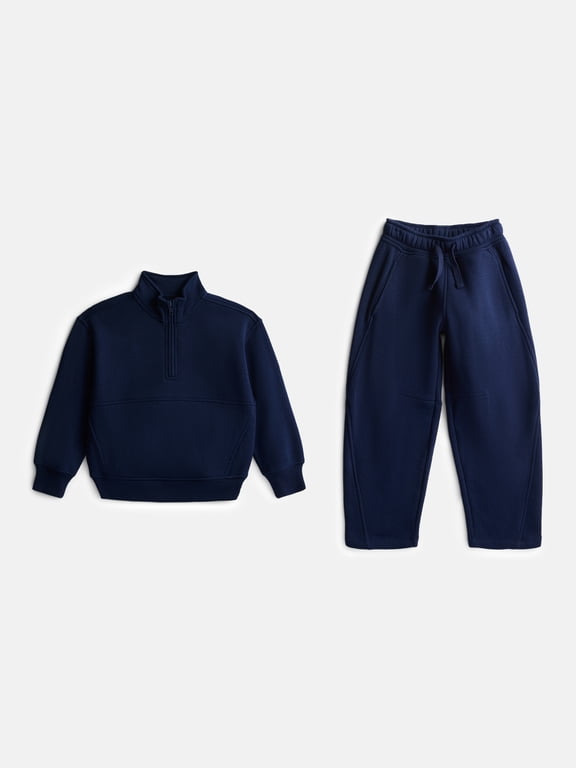 Boys’ Fleece Quarter Zip Pullover and Sweatpants Set, 2-Piece, Sizes 4-18 & Husky