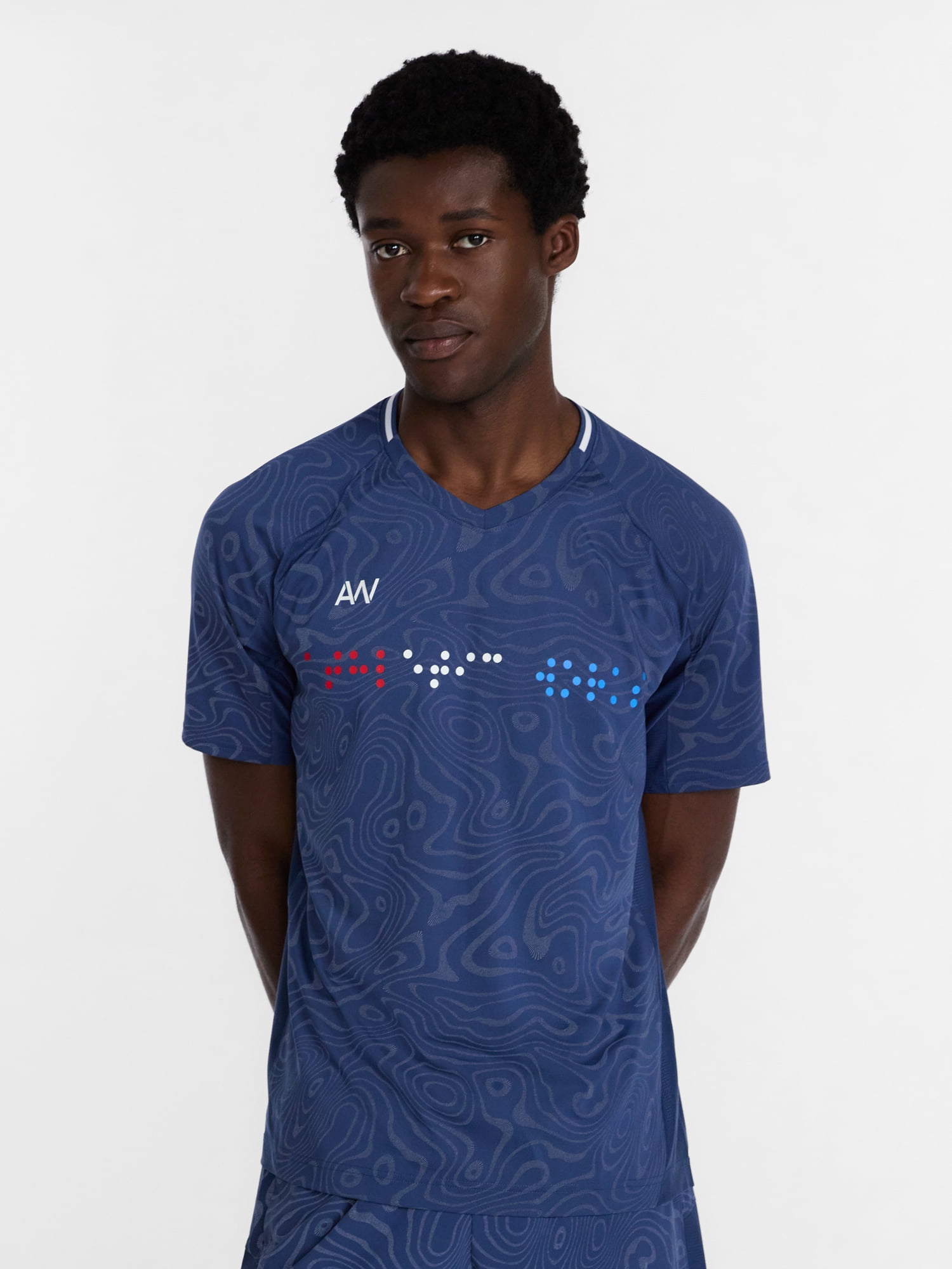 Athletic Works Men's Reflective Print Soccer Style Performance Shirt, Sizes XS-3XL