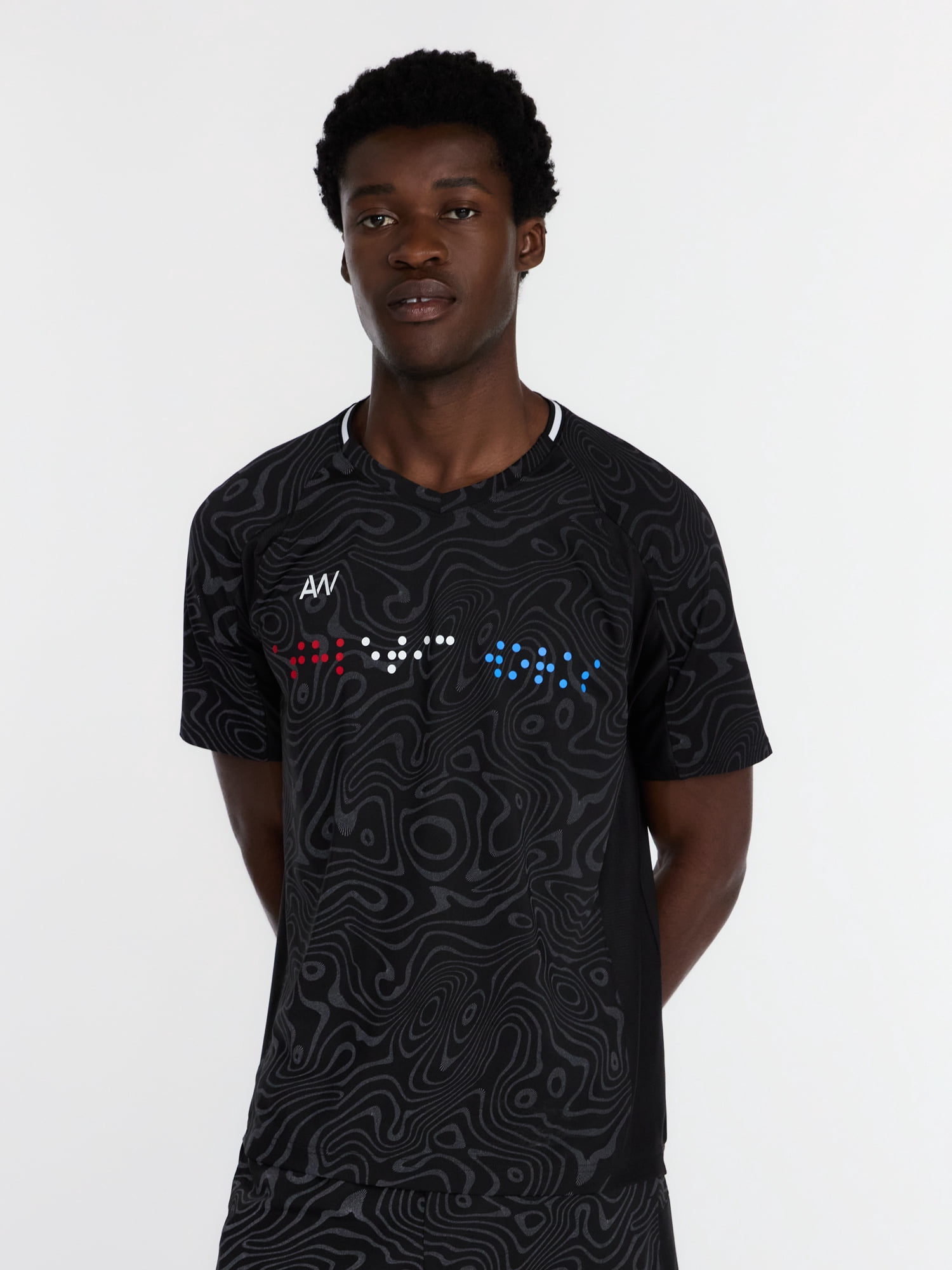 Athletic Works Men's Reflective Print Soccer Style Performance Shirt, Sizes XS-3XL